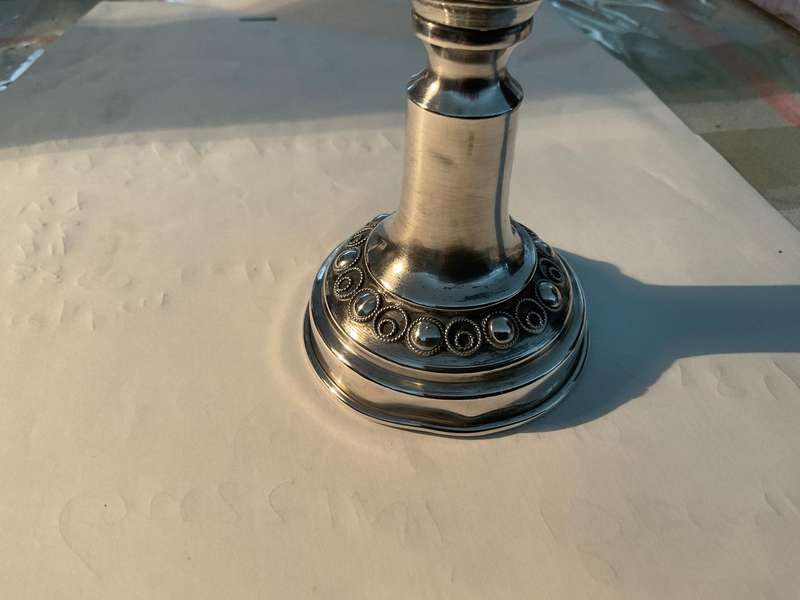 Judaica Solid Silver 3 stone ,Kiddush cup.