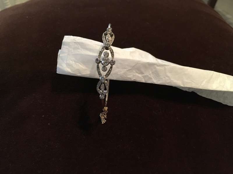 Stunning 14ct Yellow&White Gold and Diamond French Art Deco  Cuff Bracelet,Napoleon.