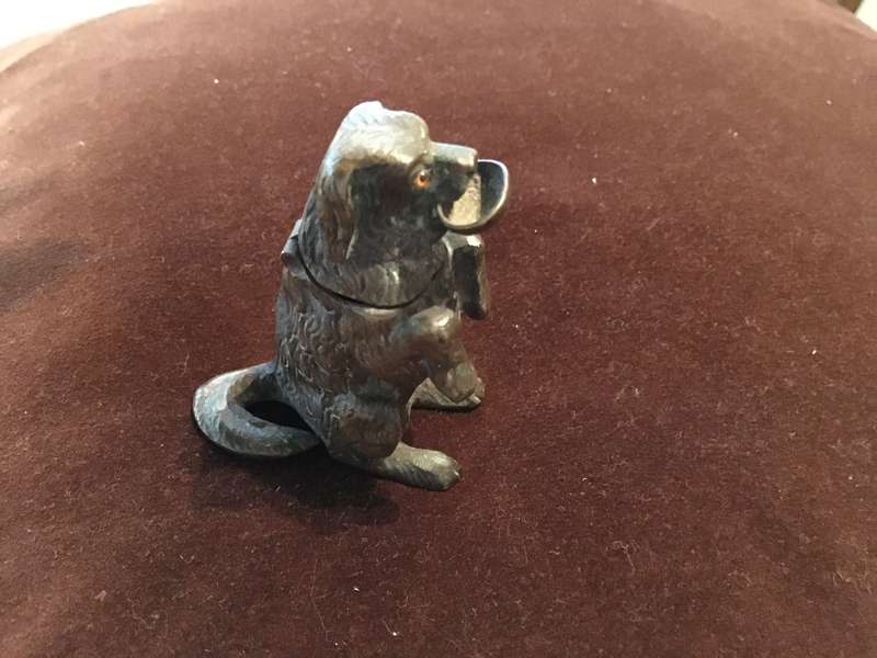 VICTORIAN SOLID BRASS FIGURAL MATCH HOLDER