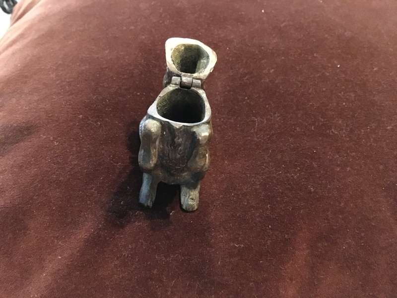 VICTORIAN SOLID BRASS FIGURAL MATCH HOLDER