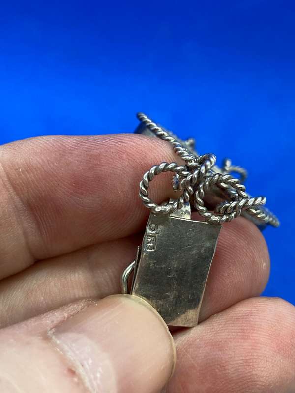 Silver bracelet with large amber stones