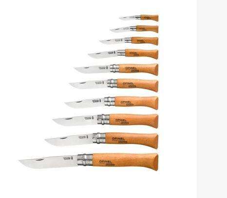 Opinel Carbone Knives 10-piece - Wooden Box Glass Lid