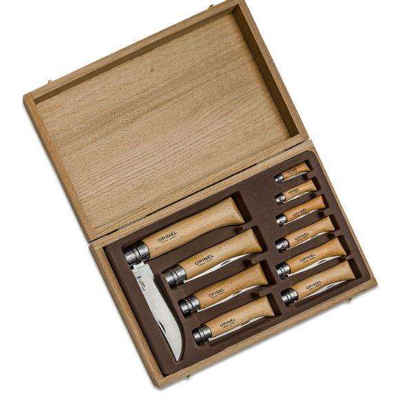 Opinel Carbone Knives 10-piece - Wooden Box