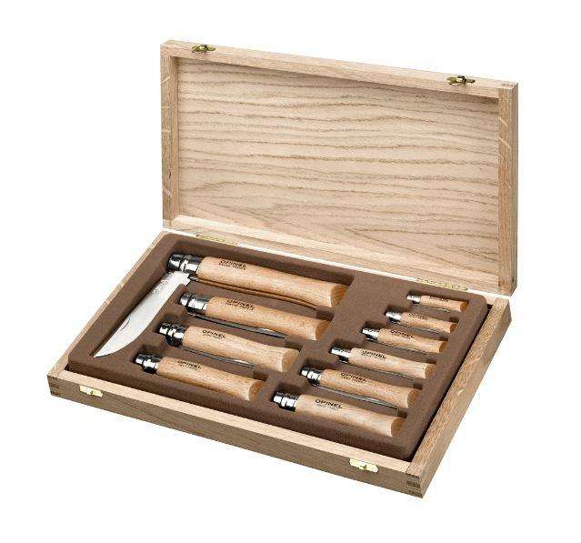 Opinel Carbone Knives 10-piece - Wooden Box