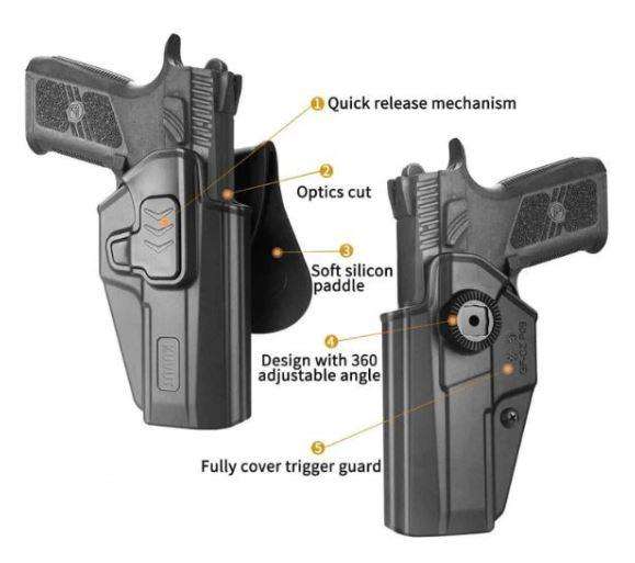 Kuvut CZ P09 Holster - OWB Paddle Holster with ALS Level II Retention