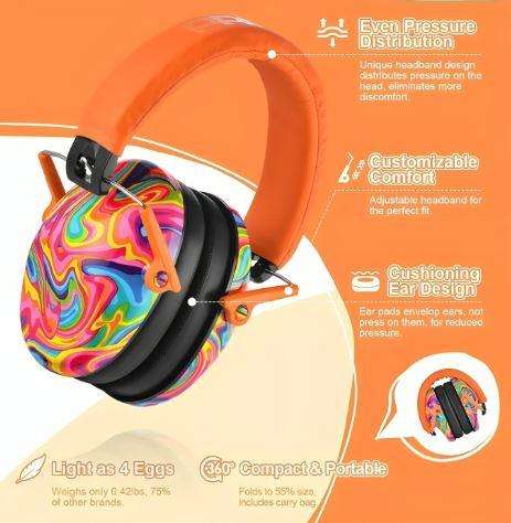 Kuvut Kids Noise-Cancelling Earmuffs - OrangeCandy
