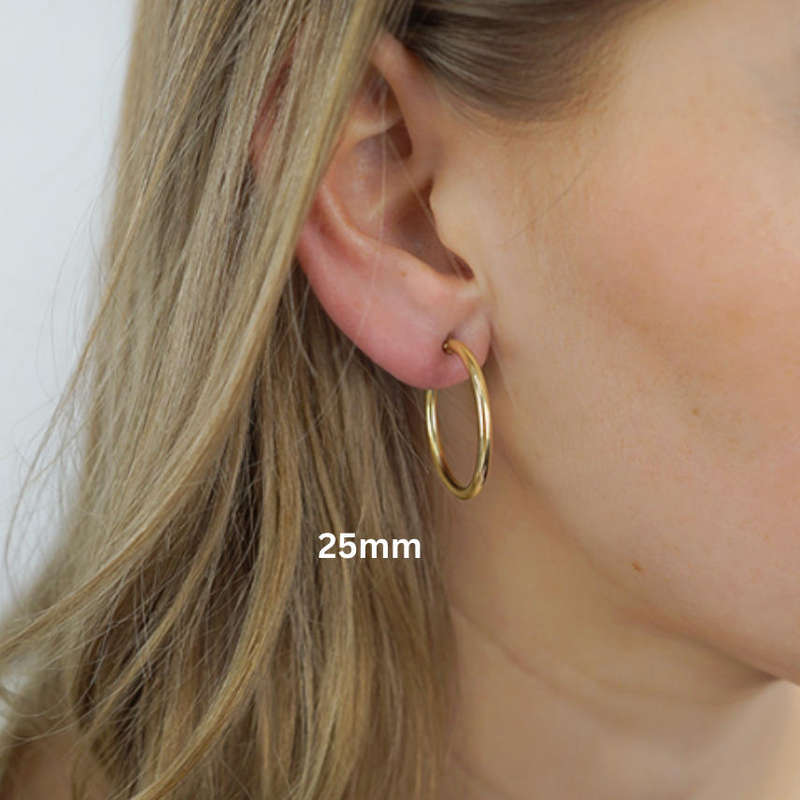 Set of 3 Pairs Stainless Steel Gold-Plated Hoop Earrings Hypoallergenic & Tarnish-Free