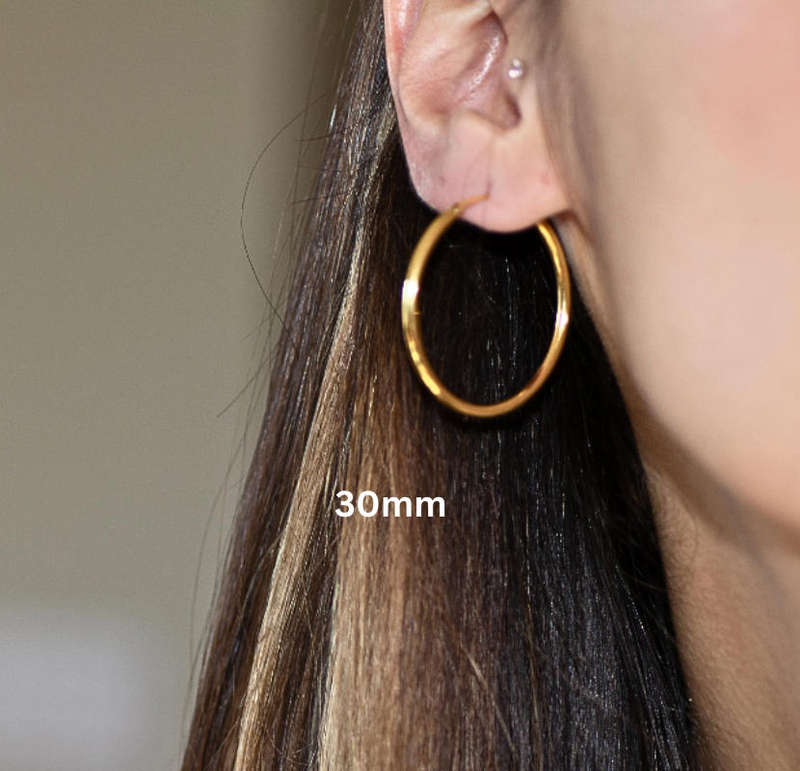 Set of 3 Pairs Stainless Steel Gold-Plated Hoop Earrings Hypoallergenic & Tarnish-Free