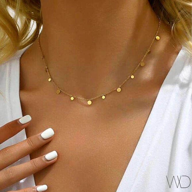 Gold Plated Circles Charm Necklace | Gold Plated Stainless Steel