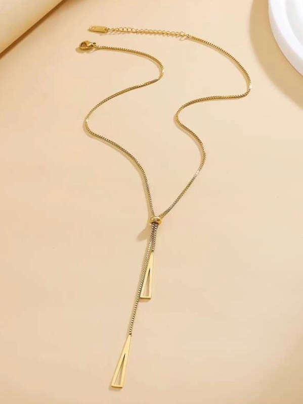 Gold Plated Non Tarnish Stainless Y Lariat Necklace