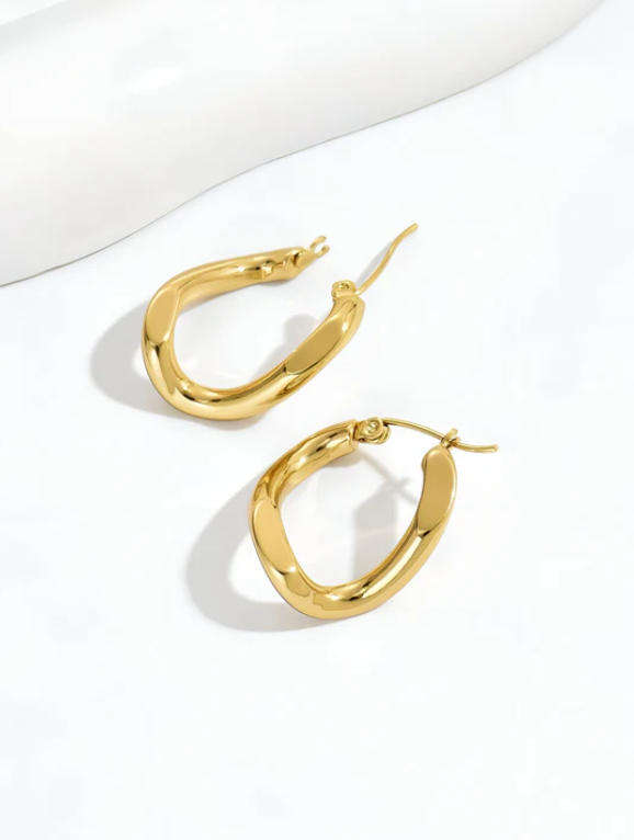 Gold Plated Stainless Steel Geometric Twist Earrings in Jewellery Gift Box