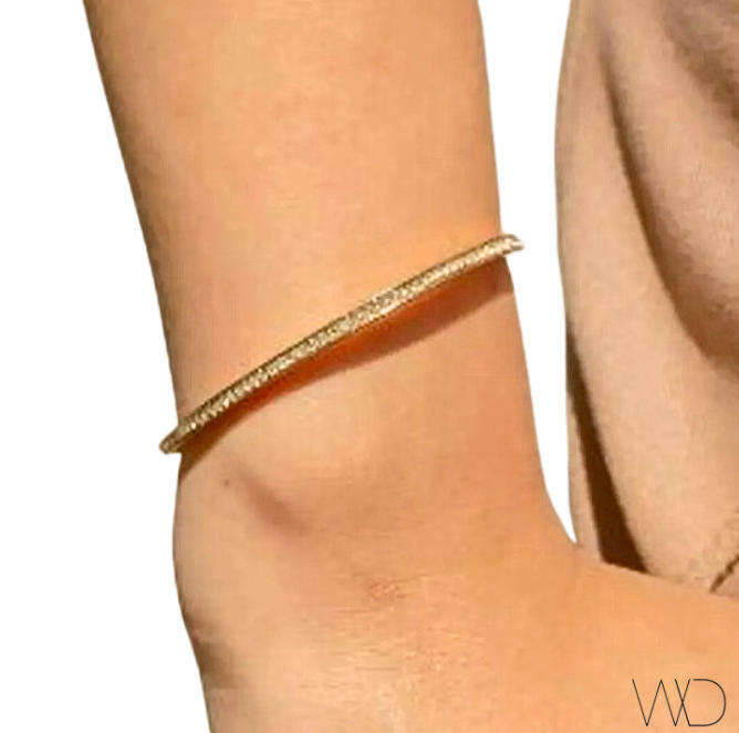 Gorgeous Cubic Zirconia Stainless Steel Clip Bangle in Jewellery Gift Box