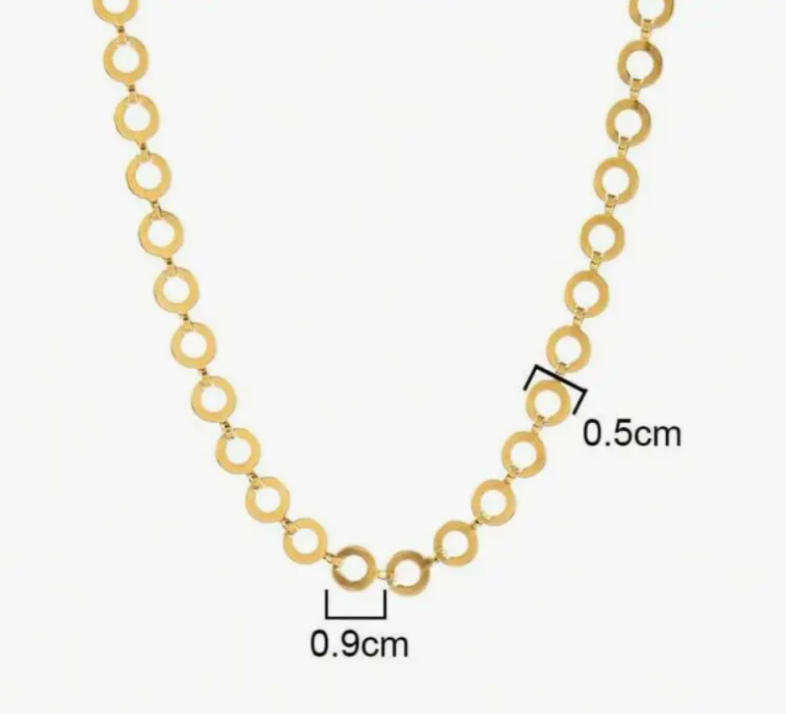 Mini Dainty Hollow Circles Linked Gold Colour Stainless Steel Necklace