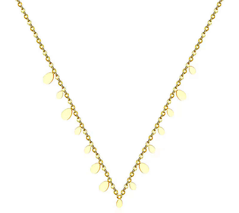 Gold Plated Teardrop Charm Necklace | Gold Plated Stainless Steel