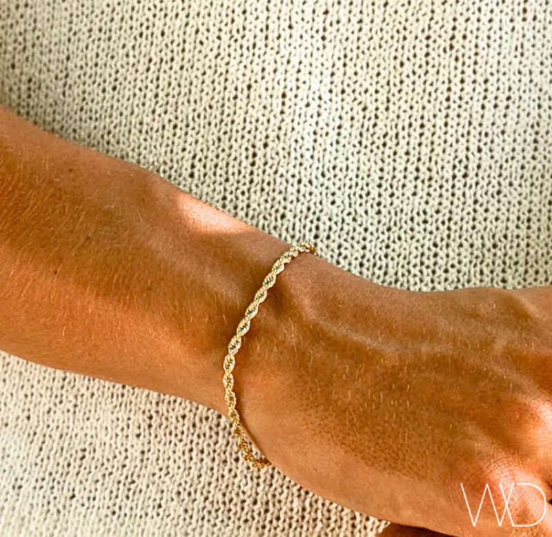 Gold Rope Chain Twist Stainless Steel Bracelet with Extender in Jewellery Gift Box