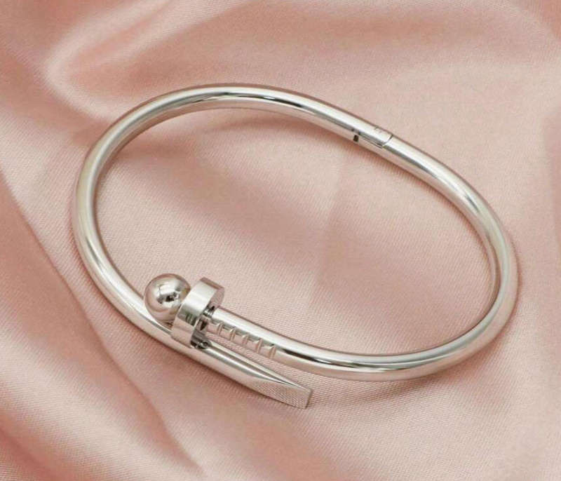Silver Plated Non Tarnish Stainless Steel Nail Bangle