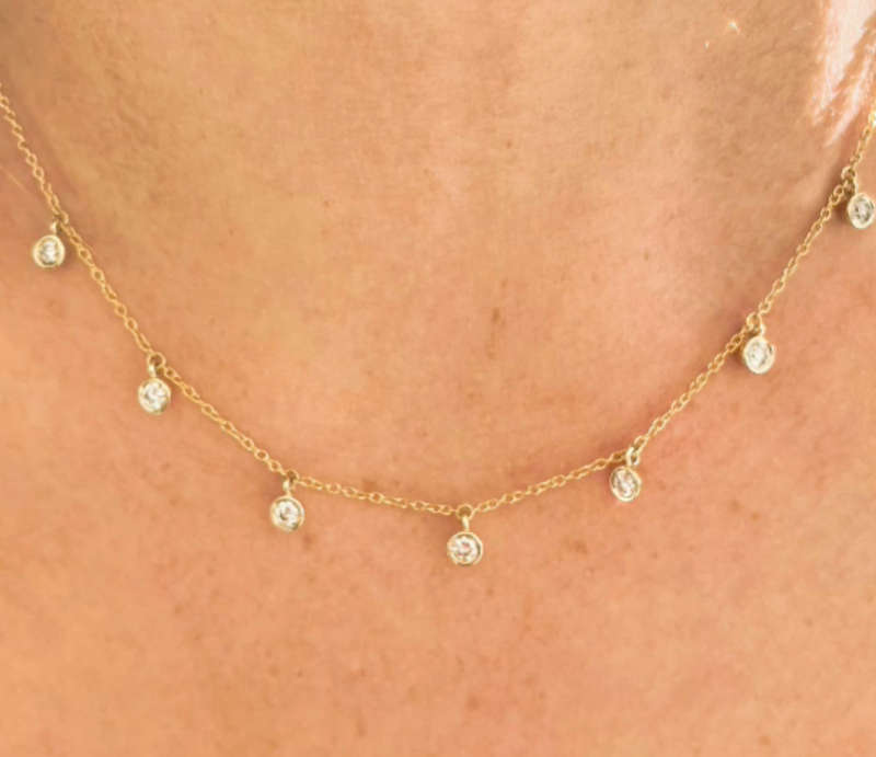 7 Crystal Drops Gold Plated Non Tarnish Necklace - Stainless Steel. Comes in jewellery gift box