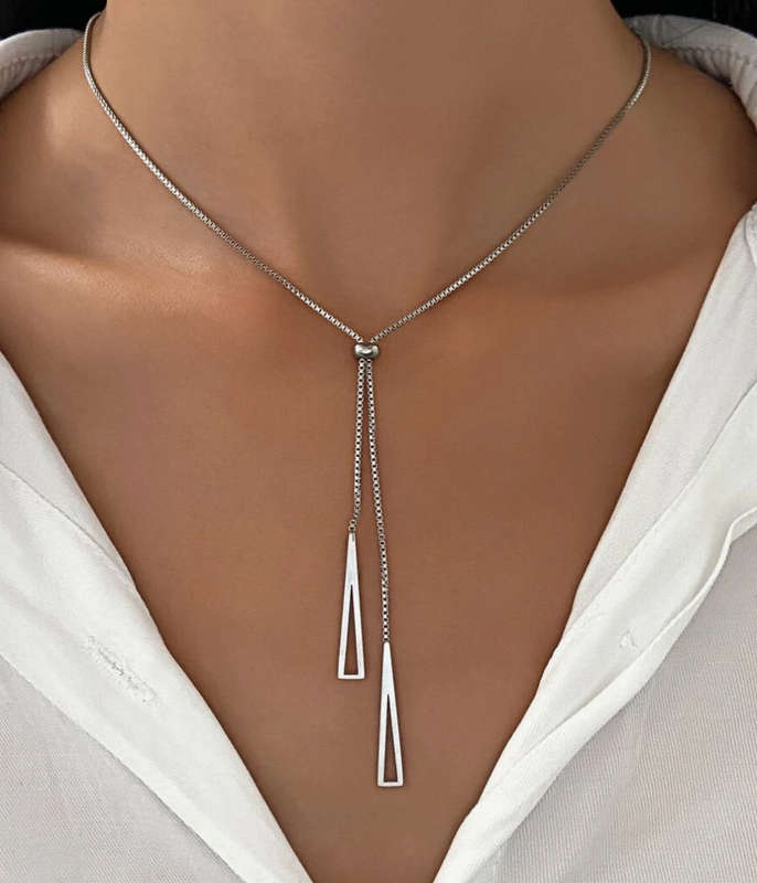 Silver Plated Non Tarnish Stainless Y Lariat Necklace