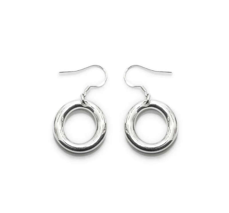 925 Silver Dainty Open Circle Earrings  Minimalist Elegant Design, 1.4 x 1.5cm, Polished Finish