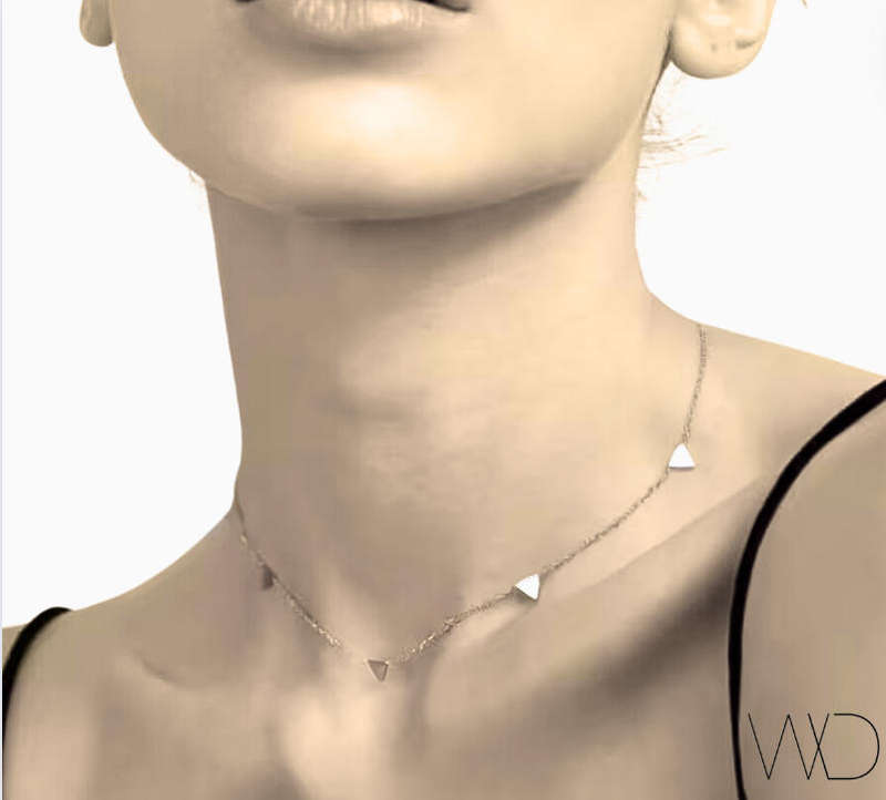 18K Silver Plated Stainless Steel Geometric Triangle Choker Necklace