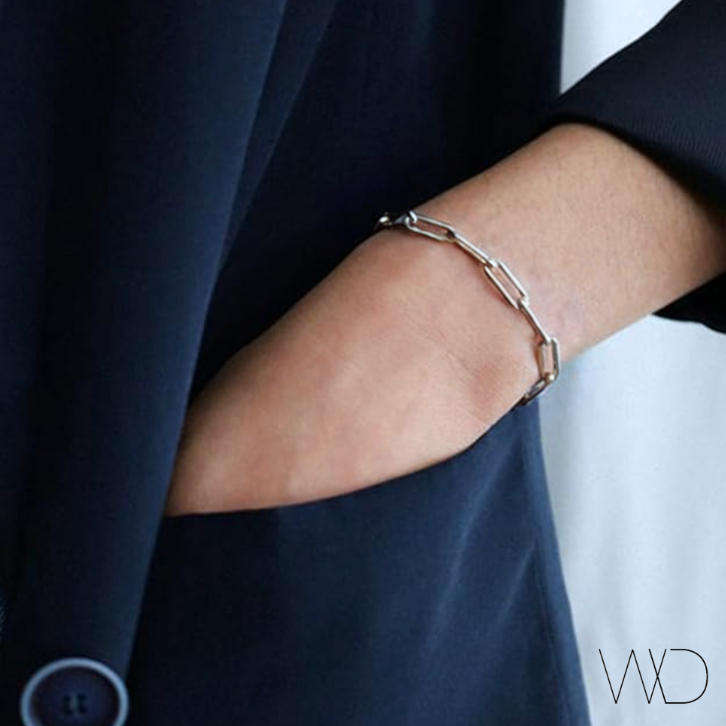 Waterproof Silver Plated T-Bar Paperclip Bracelet - Hypoallergenic Stainless Steel