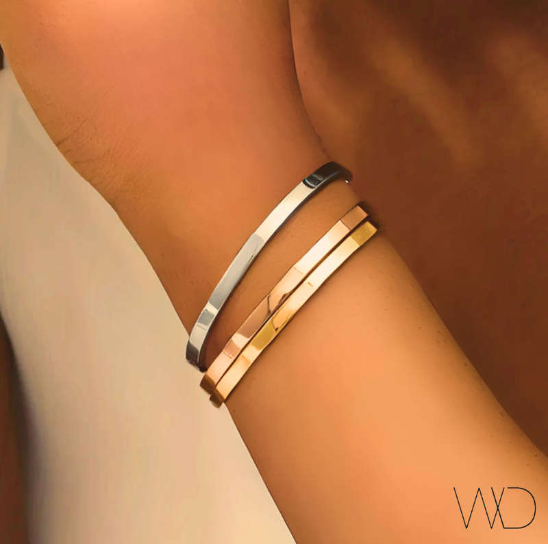 Elegant Set of 3 Stainless Steel Bangles  Gold, Rose Gold, and Silver