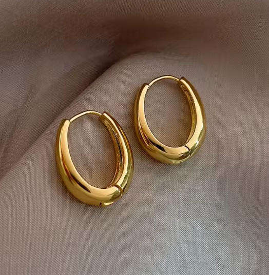 Gold Plated Stainless Steel Crest Style Earrings