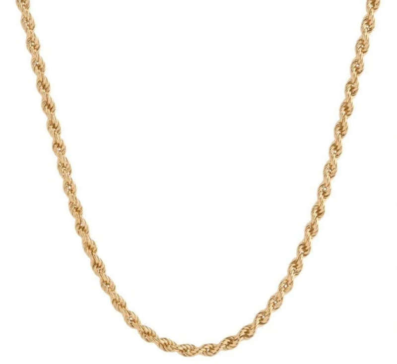 4mm 45cm Gold Plated Diamond Cut Stainless Steel Rope Necklace