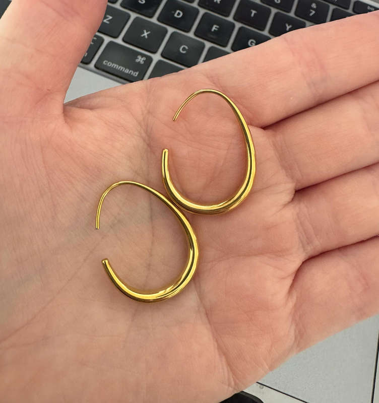Gold Plated Ciara Oval Hoop Earrings
