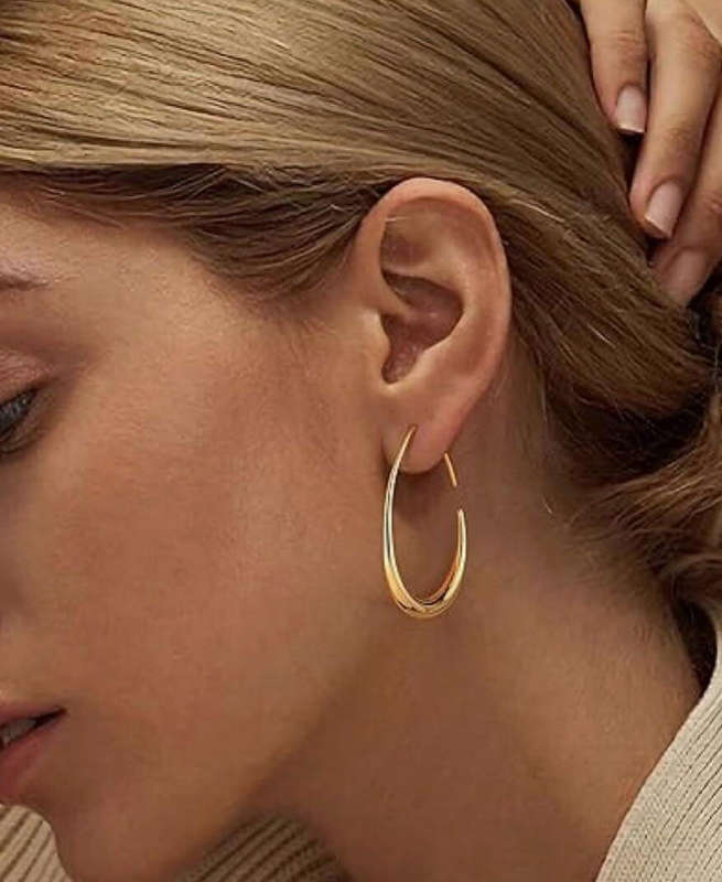 Gold Plated Ciara Oval Hoop Earrings