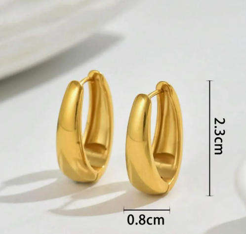 Gold Plated Stainless Steel Crest Style Earrings