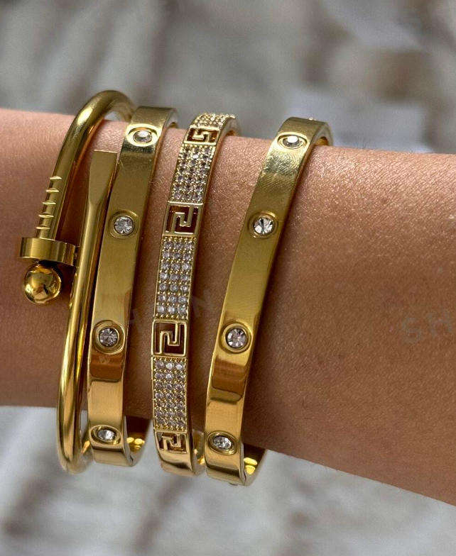 Gold Plated Non Tarnish Stainless Steel Nail Bangle