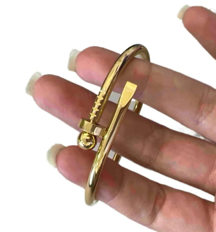 Gold Plated Non Tarnish Stainless Steel Nail Bangle
