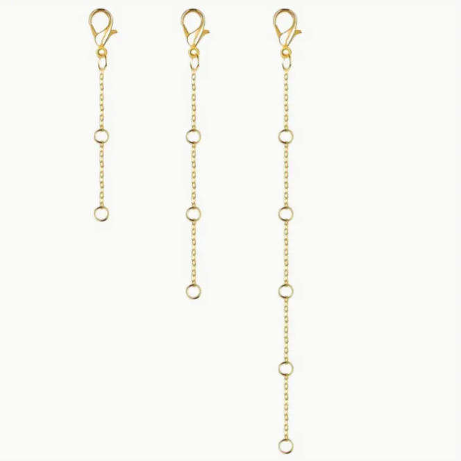 3 Piece Gold Plated Stainless Steel Necklace Extension Chain
