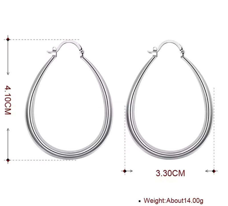 925 Oversized Oval Hoop Earrings in Velvet Jewellery Gift Box