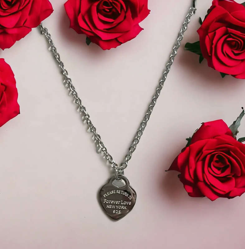 Please Return To Forever Love Heart Silver Plated Pendant Necklace