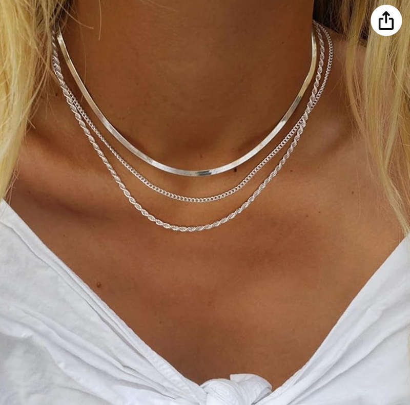 Set of 3 Silver Stainless Steel Non Tarnish Necklaces in High Quality Velvet Jewellery Gift Box