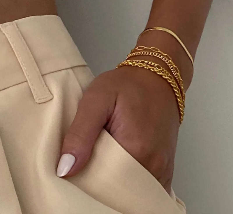 Set of 5 Gold Plated Stainless Steel Stacking Bracelets