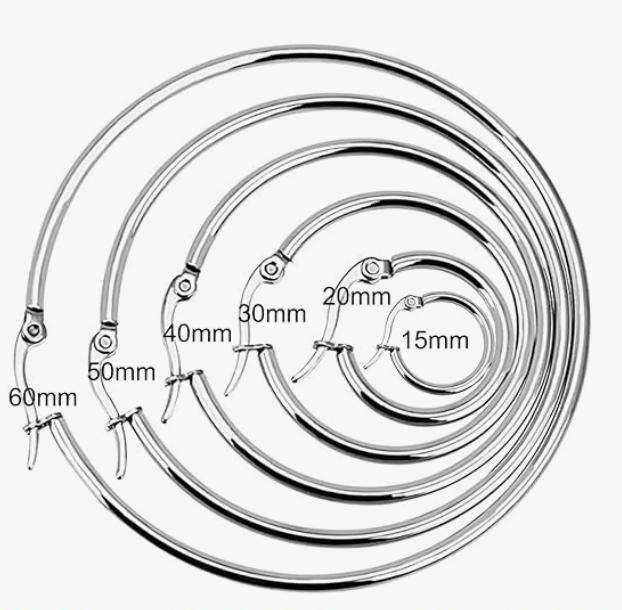 Set of 3 Pairs Stainless Steel Silver -Plated Hoop Earrings Hypoallergenic & Tarnish-Free