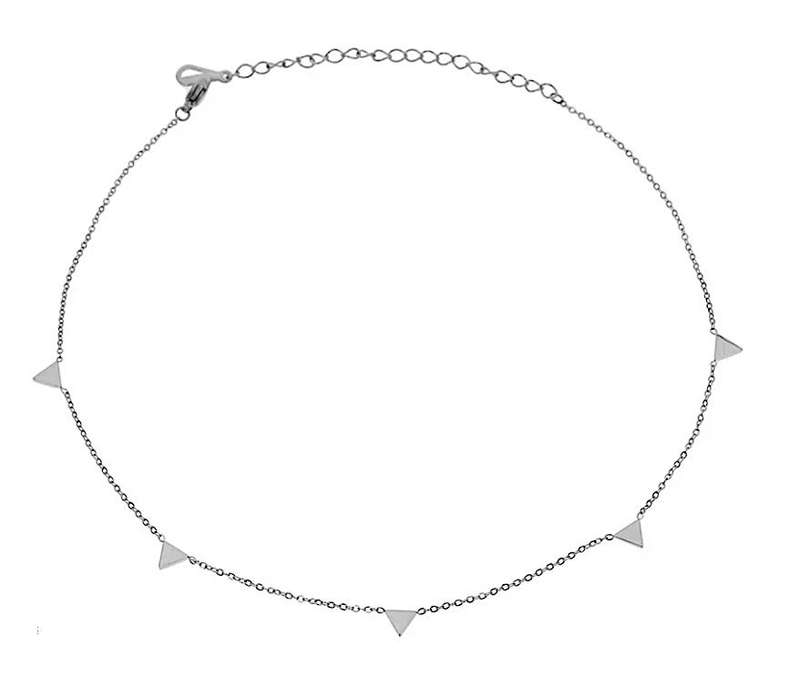 18K Silver Plated Stainless Steel Geometric Triangle Choker Necklace