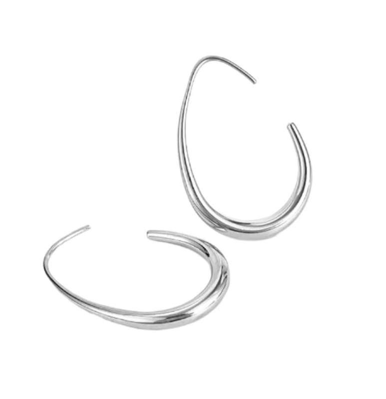 Silver Plated Ciara Oval Hoop Earrings