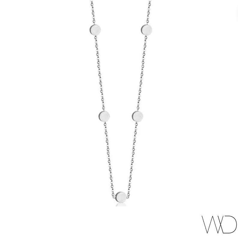 Silver Plated Stainless Steel Geometric Circle Choker Necklace