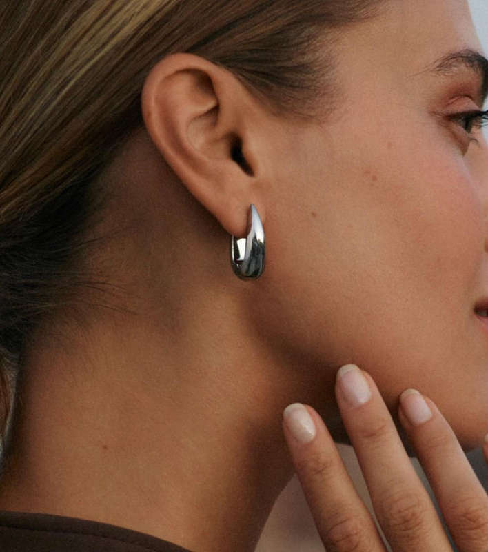 Silver Plated Stainless Steel Crest Style Earrings