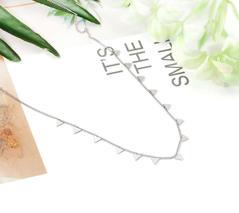 Tiny Triangles Pendant Necklace  Minimalist Stainless Steel Jewellery for Everyday Wear