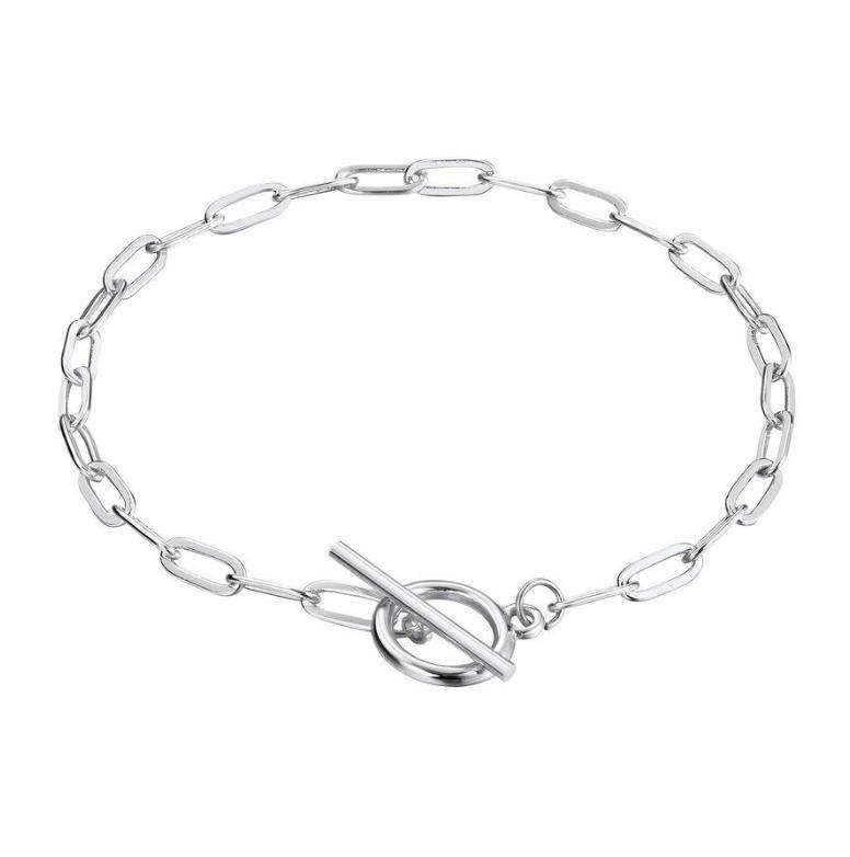 Waterproof Silver Plated T-Bar Paperclip Bracelet - Hypoallergenic Stainless Steel