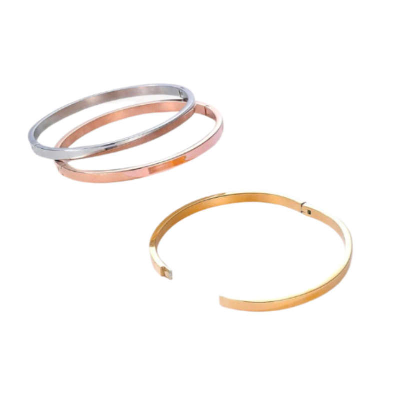 Elegant Set of 3 Stainless Steel Bangles  Gold, Rose Gold, and Silver
