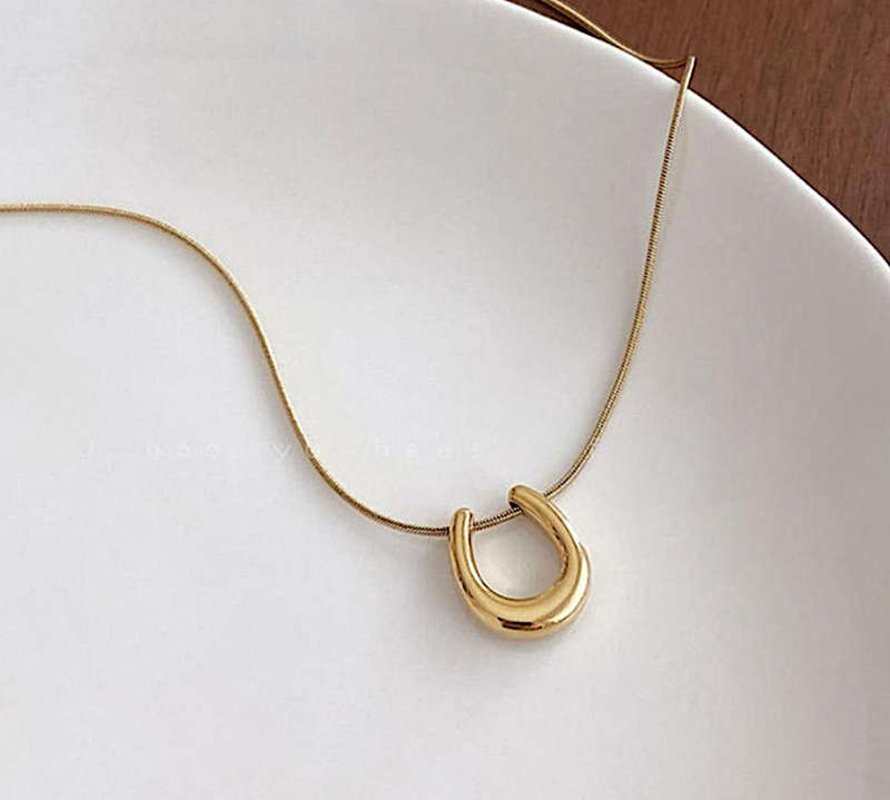Gold Plated Stainless Steel Good Luck Pendant Necklace