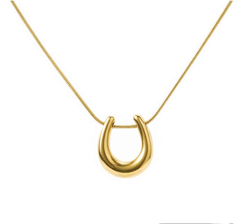 Gold Plated Stainless Steel Good Luck Pendant Necklace