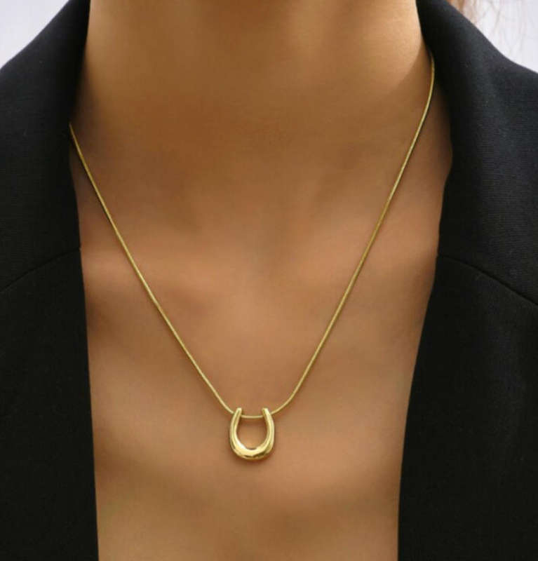 Gold Plated Stainless Steel Good Luck Pendant Necklace