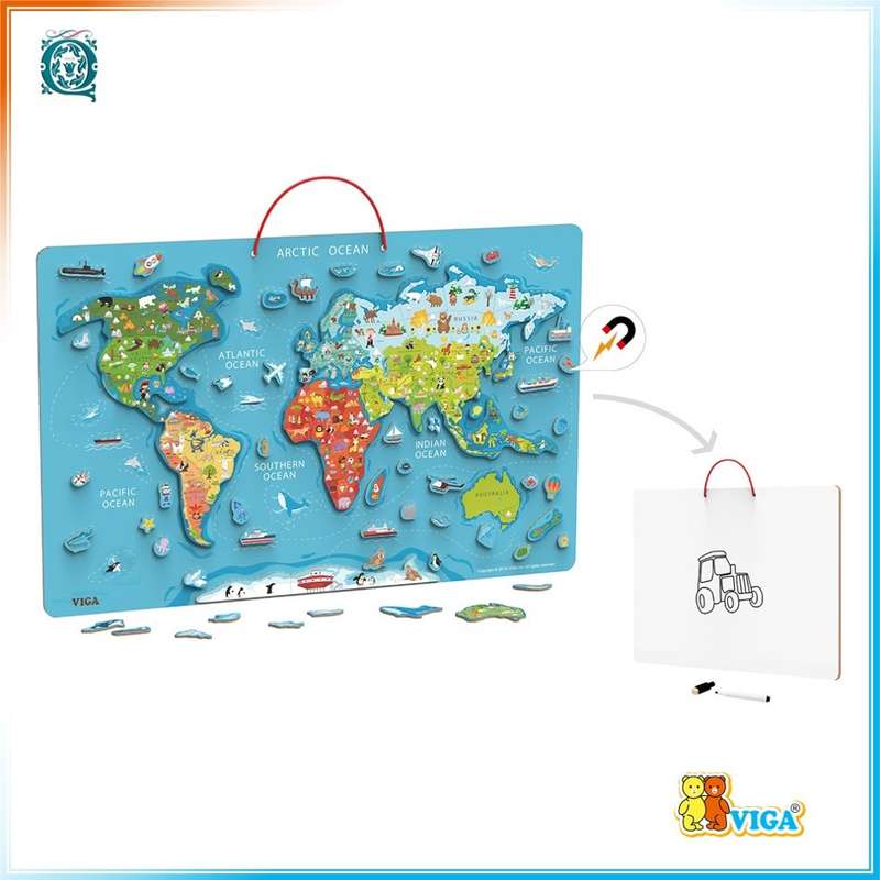 VIGA Magnetic World Puzzle & Dry Erase Board [44508]